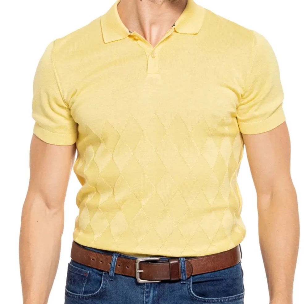 Argyle Knit Polo - Yellow-Clothing - Men-Eight X-M-Urbanheer
