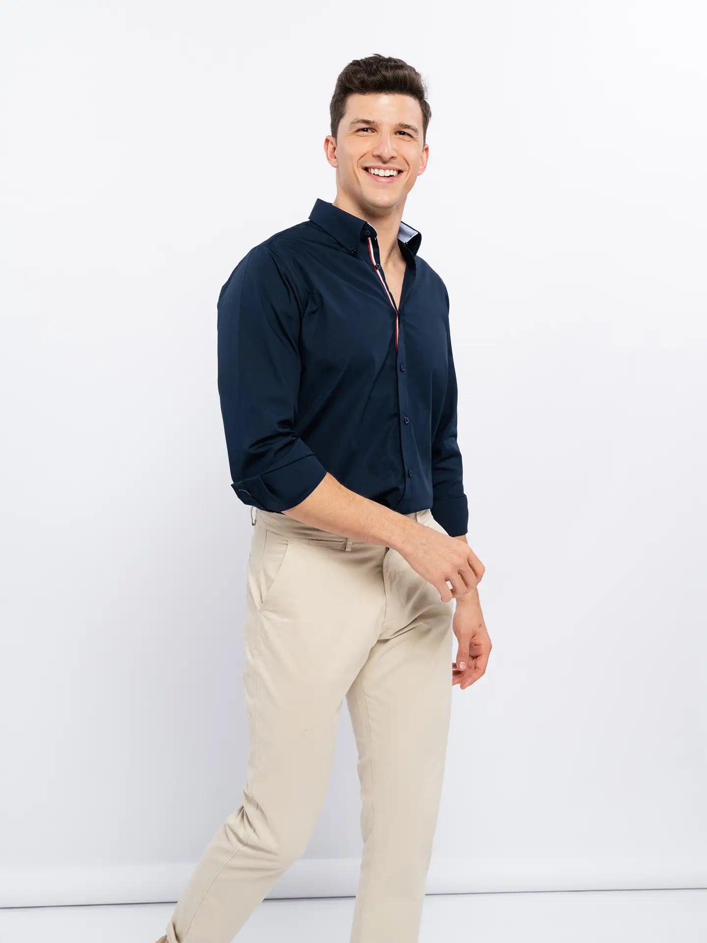 Classic Blue Cotton Shirt-Dresses-SMF-S-Urbanheer