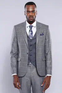 Grey Navy Blue Vested Suit-Clothing-Wessi-36-Grey-Urbanheer