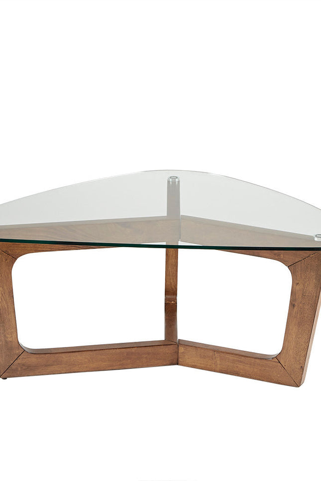 Wood Base Tempered Glass Top Coffee Table-Coffee Tables-G-BlakHom-Urbanheer