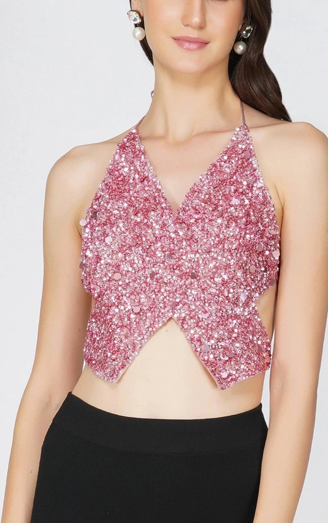Butterfly Top In Pink.-lace and beads-S-Urbanheer