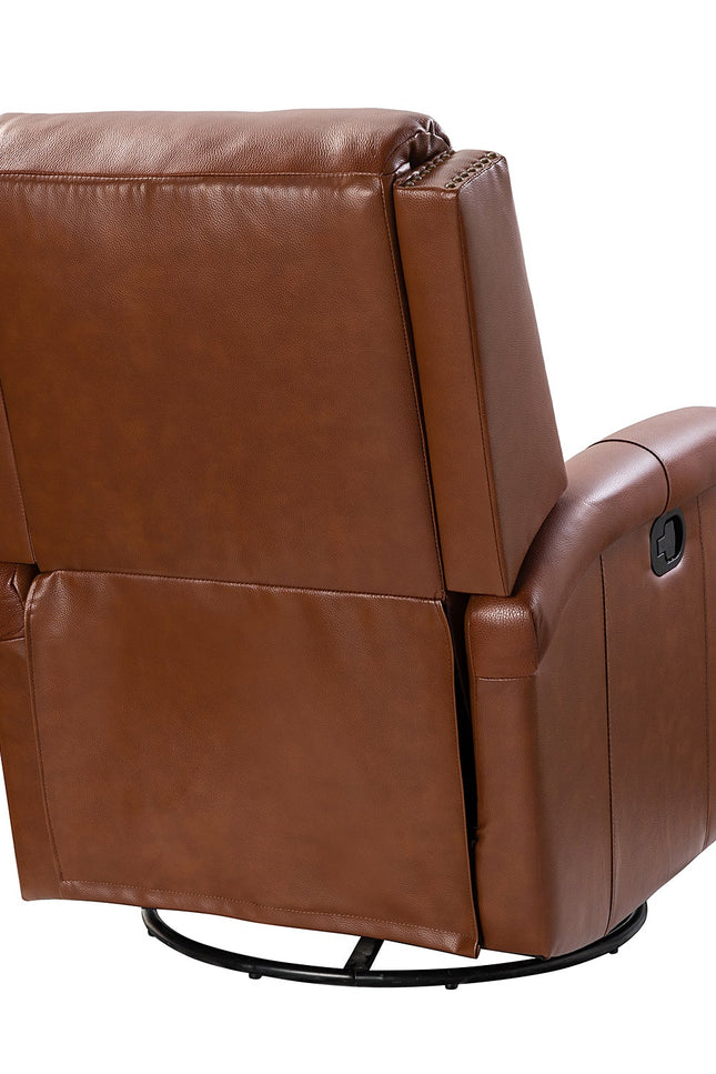 Genuine Leather Swivel Rocker Recliner-armchair-G-BlakHom-Urbanheer