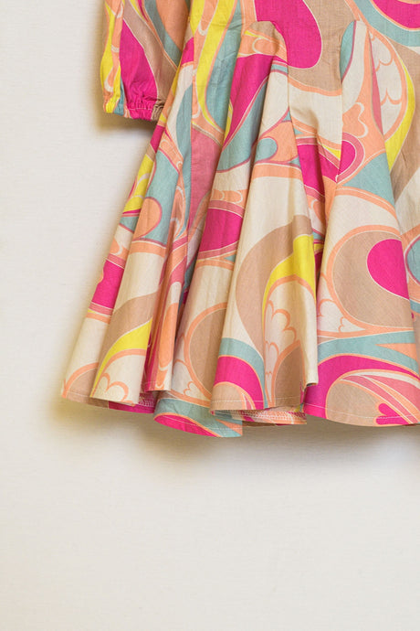 Pink Psychedelic Printed Cotton Dress