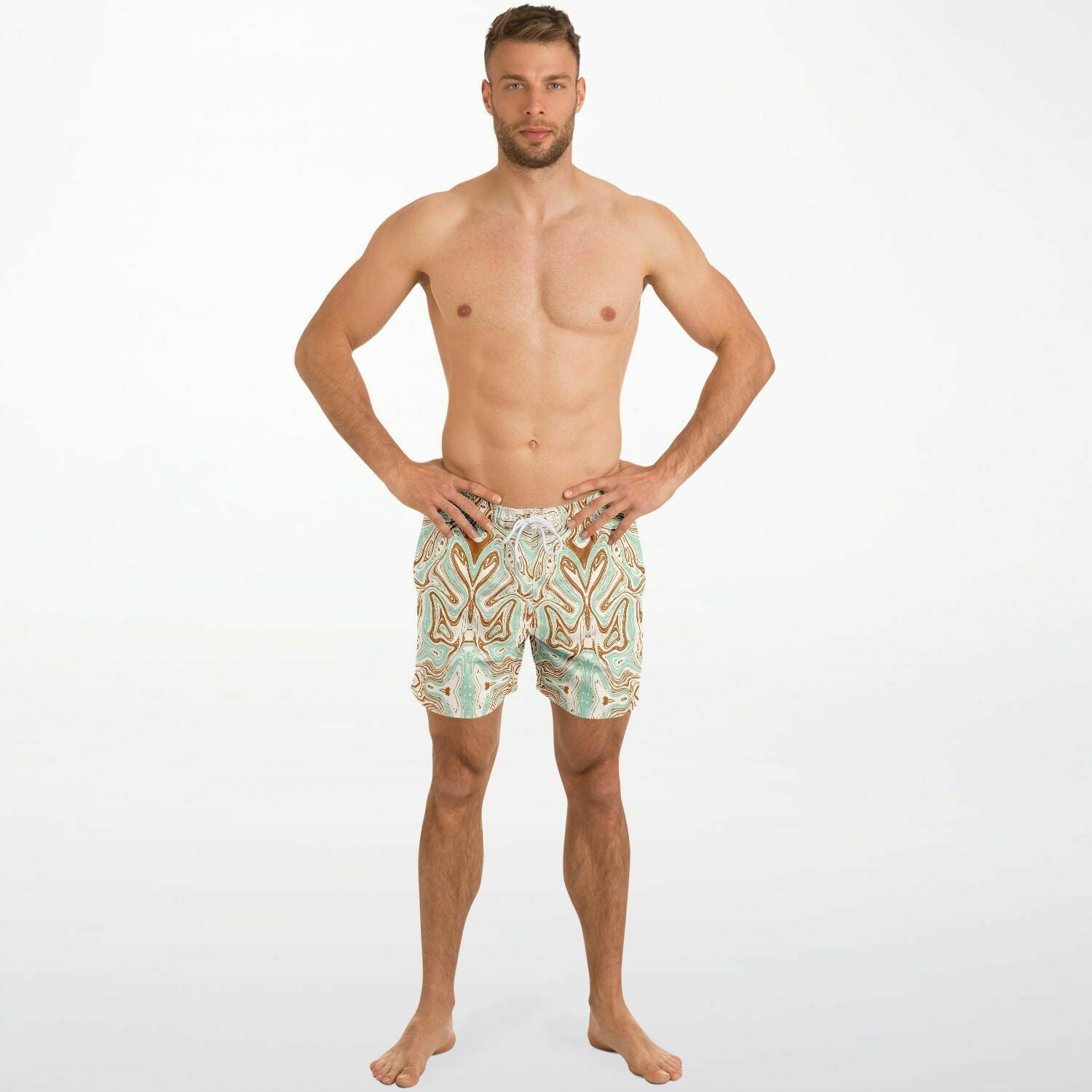 Caramel Marble 5.5" Men Swim Shorts-Subliminator-XS-Urbanheer