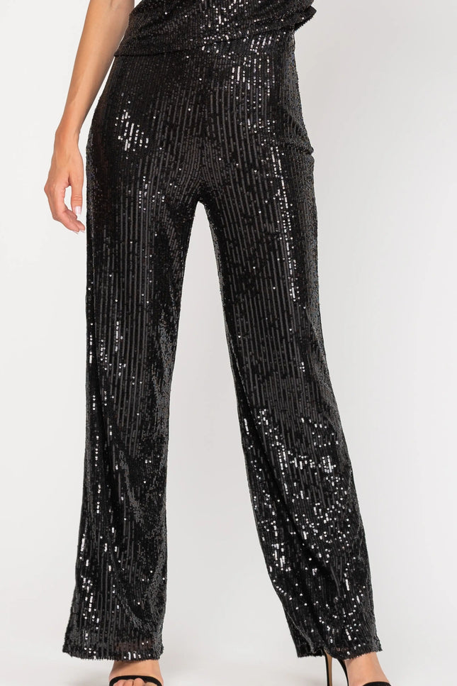 Wide Sequin Trousers With Side Zip-Tantra-Urbanheer