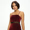 Gliter Mesh Contrast Nylon Zipper Back Closure Dress.-Chocolate USA-S-Urbanheer
