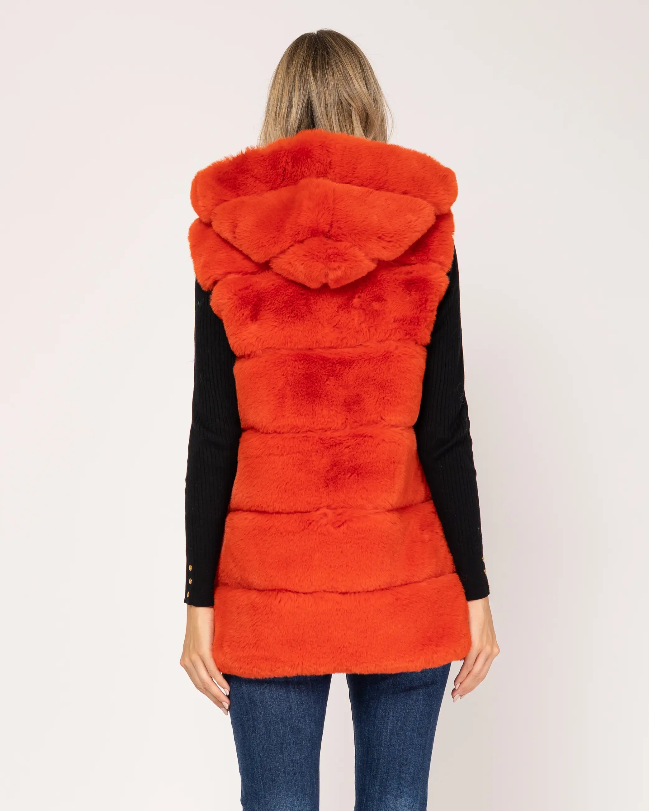 New Fur Vest Coat - Orange-Tantra-S-Urbanheer