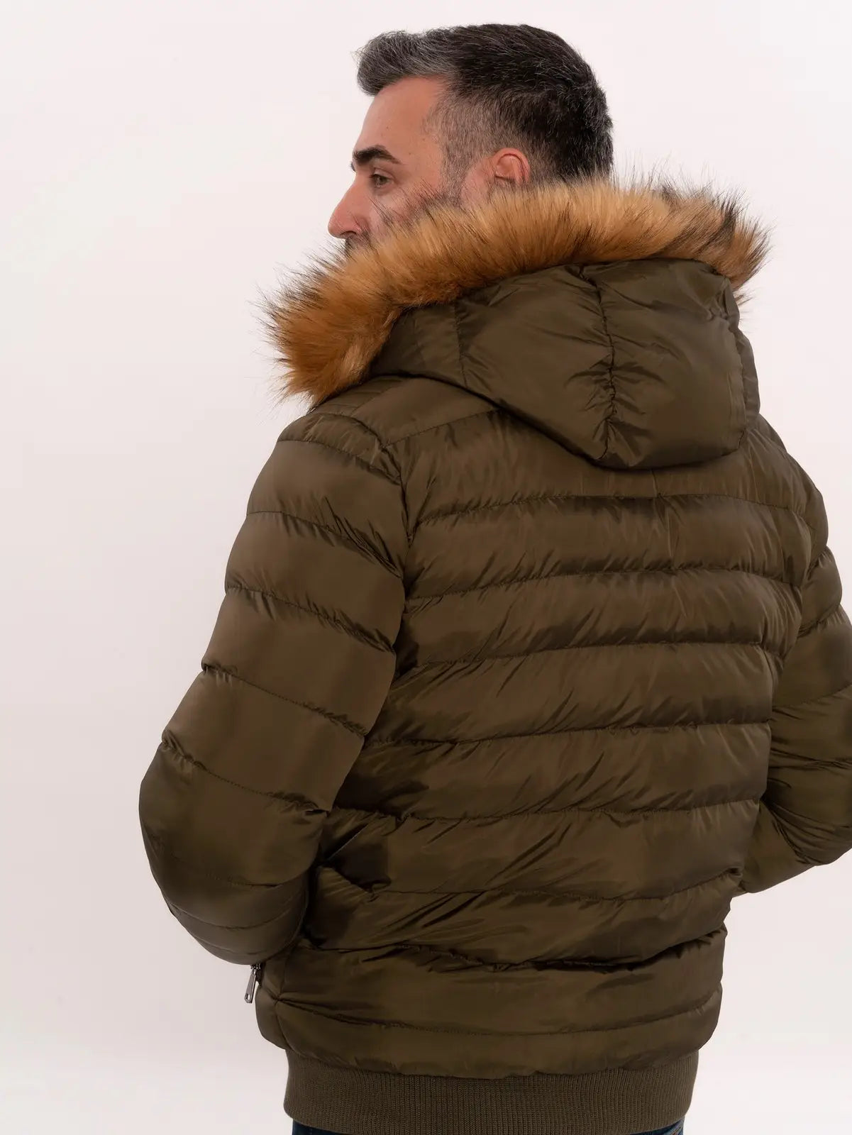 Khaki Fur Hooded Men'S Puffer Coat-Clothing - Men-Wessi-36-Navy-Urbanheer