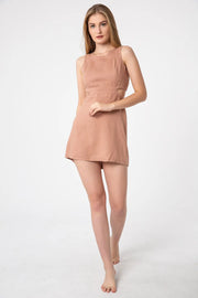 Elegant Linen Mini Dress-Blanca-S-Mocha-Urbanheer