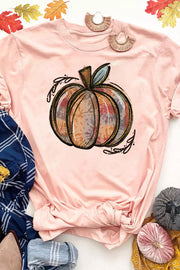 Pink Pumpkin Graphic Print Crew Neck T Shirt-UHXC-Pink-(US 4-6)S-Urbanheer