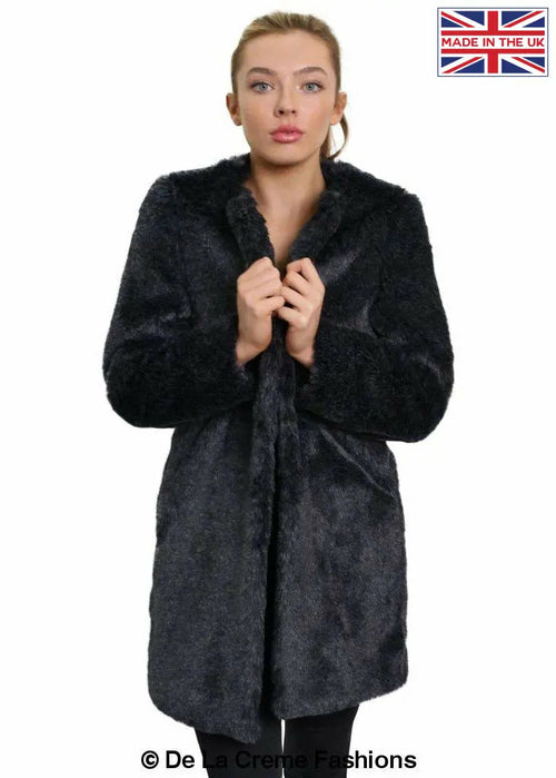 De La Creme Womens Faux Fur Classic Coat-Rose Eleusis-UK 10/EU 38/US 6-Grey-Urbanheer