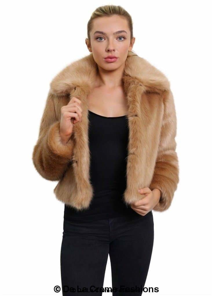 De La Creme Womens Faux Fur Cropped Aviator Bomber-Rose Eleusis-UK 10/EU 38/US 6-Black-Urbanheer