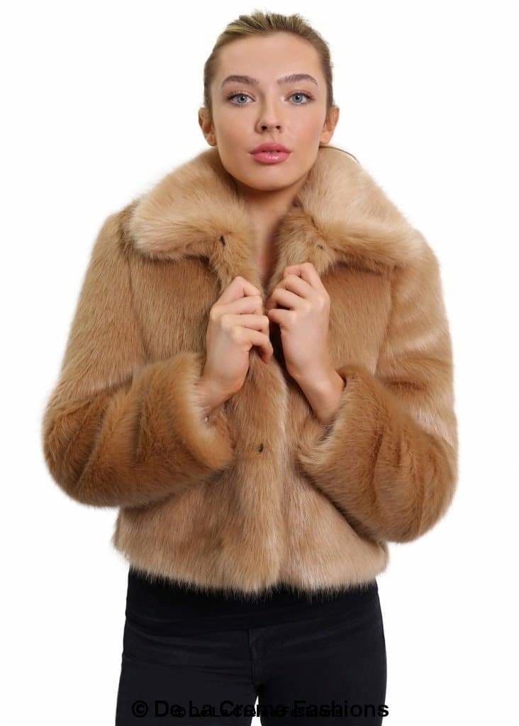 De La Creme Womens Faux Fur Cropped Aviator Bomber-Rose Eleusis-UK 10/EU 38/US 6-Black-Urbanheer