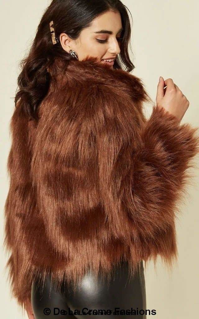 De La Creme Womens Faux Fur Cropped Aviator Bomber-Rose Eleusis-UK 10/EU 38/US 6-Black-Urbanheer