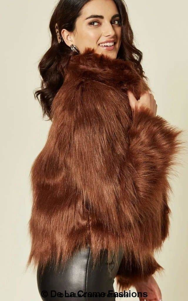 De La Creme Womens Faux Fur Cropped Aviator Bomber-Rose Eleusis-UK 10/EU 38/US 6-Black-Urbanheer