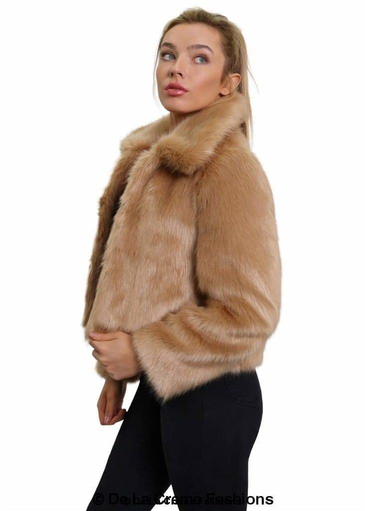 De La Creme Womens Faux Fur Cropped Aviator Bomber-Rose Eleusis-UK 10/EU 38/US 6-Black-Urbanheer