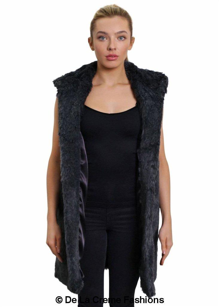Faux Fur Hooded Gilet-Rose Eleusis-UK 10/EU 38/US 6-Black-Urbanheer