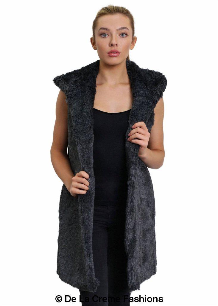 Faux Fur Hooded Gilet-Rose Eleusis-UK 10/EU 38/US 6-Black-Urbanheer