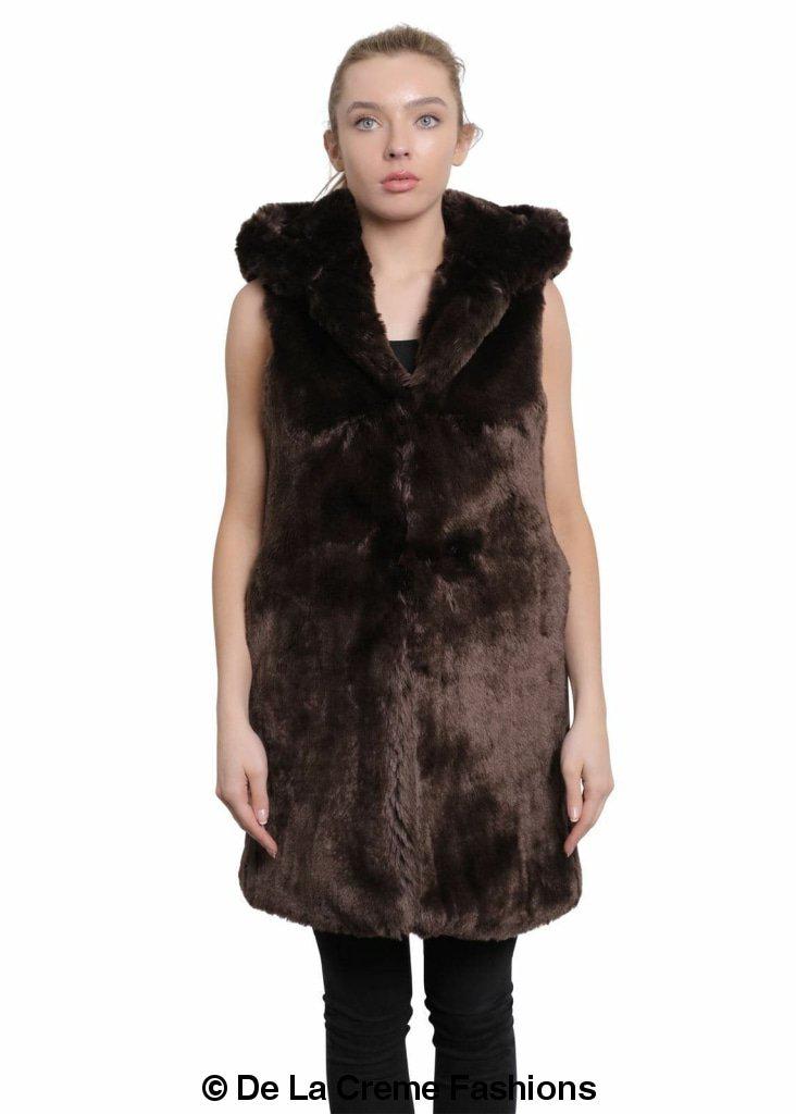 Faux Fur Hooded Gilet-Rose Eleusis-UK 10/EU 38/US 6-Black-Urbanheer