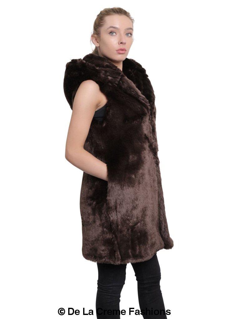 Faux Fur Hooded Gilet-Rose Eleusis-UK 10/EU 38/US 6-Black-Urbanheer