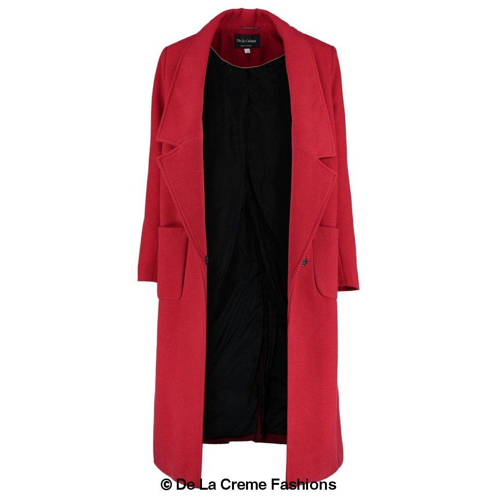 De La Creme - Womens Faux Wool Wrap Coat-Rose Eleusis-UK 10/EU 38/US 6-Black-Urbanheer