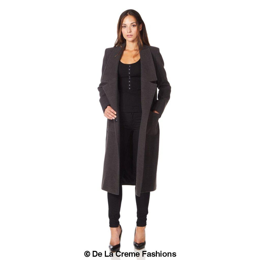 De La Creme - Womens Faux Wool Wrap Coat-Rose Eleusis-UK 10/EU 38/US 6-Black-Urbanheer