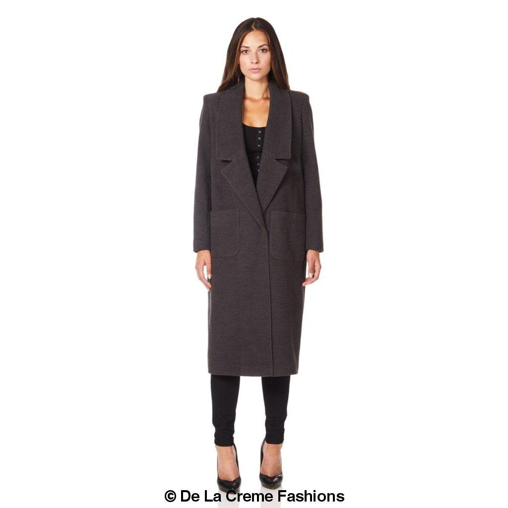 De La Creme - Womens Faux Wool Wrap Coat-Rose Eleusis-UK 10/EU 38/US 6-Black-Urbanheer