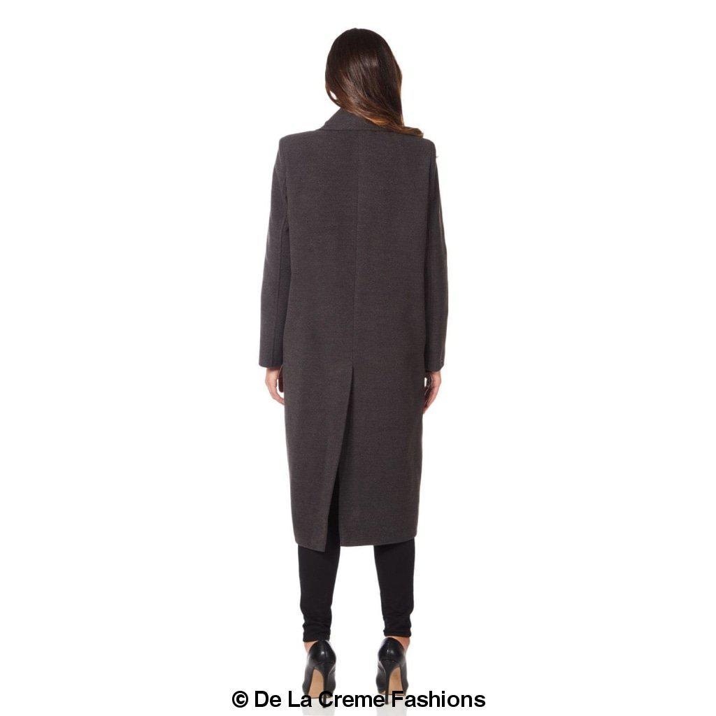 De La Creme - Womens Faux Wool Wrap Coat-Rose Eleusis-UK 10/EU 38/US 6-Black-Urbanheer