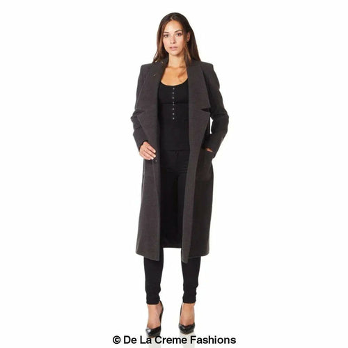 De La Creme - Womens Faux Wool Wrap Coat-Rose Eleusis-UK 10/EU 38/US 6-Grey-Urbanheer