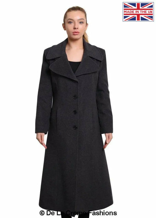 De La Creme - Womens Large Lapel Long Coat-Rose Eleusis-UK 10/EU 38/US 6-Grey-Urbanheer