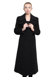 De La Creme - Womens Large Lapel Long Coat-Rose Eleusis-UK 10/EU 38/US 6-Black-Urbanheer