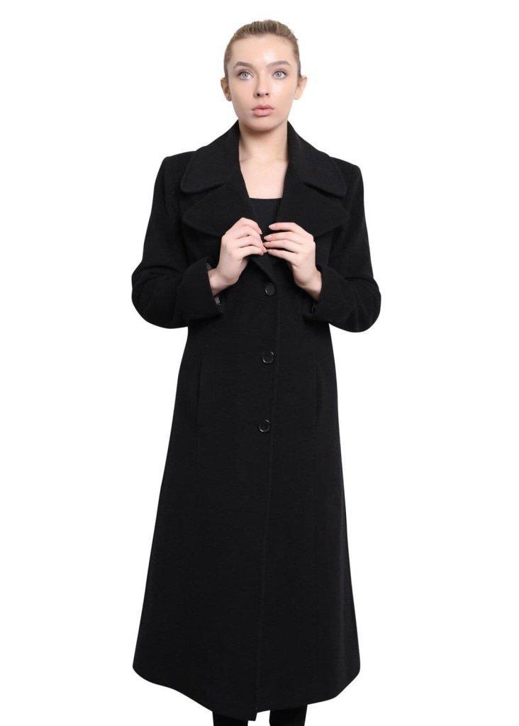 De La Creme - Womens Large Lapel Long Coat-Rose Eleusis-UK 10/EU 38/US 6-Black-Urbanheer