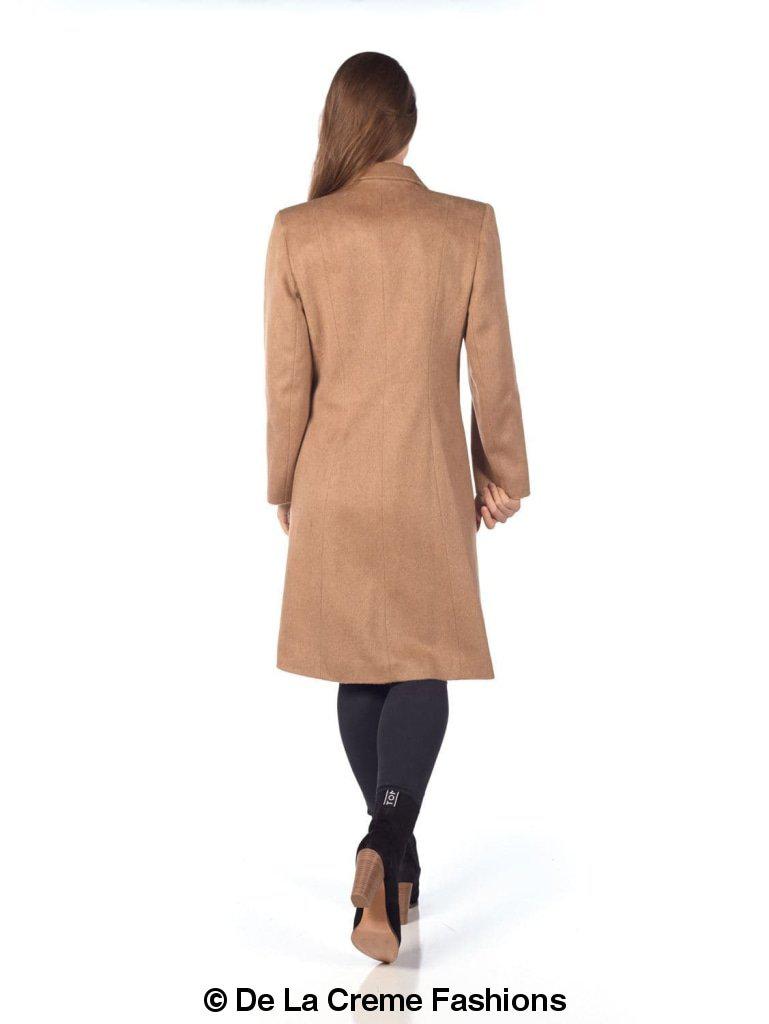 De La Creme - Women'S Mohair Blend Longline Winter Coat-Rose Eleusis-UK 10/EU 38/US 6-Camel-Urbanheer