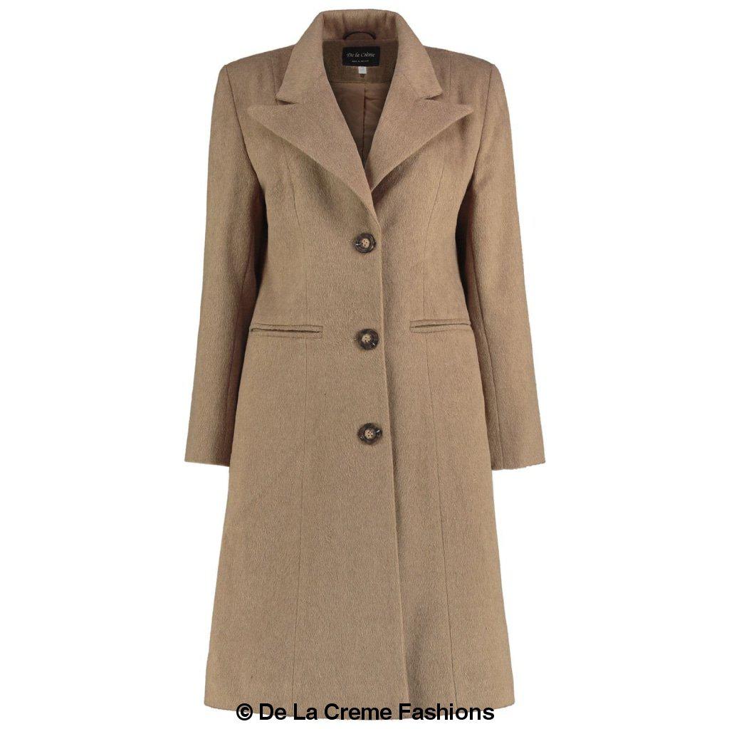 De La Creme - Women'S Mohair Blend Longline Winter Coat-Rose Eleusis-UK 10/EU 38/US 6-Camel-Urbanheer