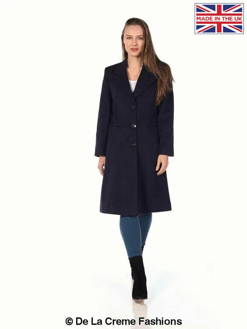 De La Creme - Women'S Mohair Blend Longline Winter Coat-Rose Eleusis-UK 10/EU 38/US 6-Navy-Urbanheer