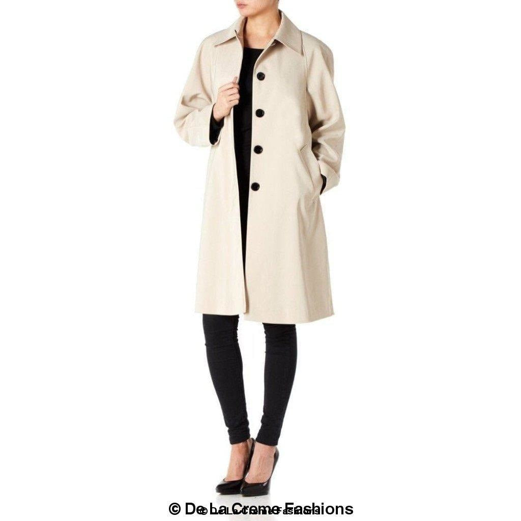 De La Creme Womens Oversized Knee Length Swing Coat-Rose Eleusis-10 - FITS UK 14-Black-Urbanheer