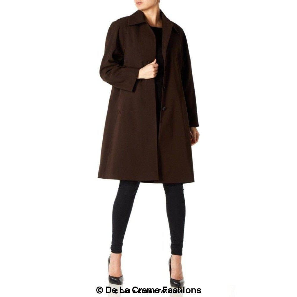 De La Creme Womens Oversized Knee Length Swing Coat-Rose Eleusis-10 - FITS UK 14-Black-Urbanheer