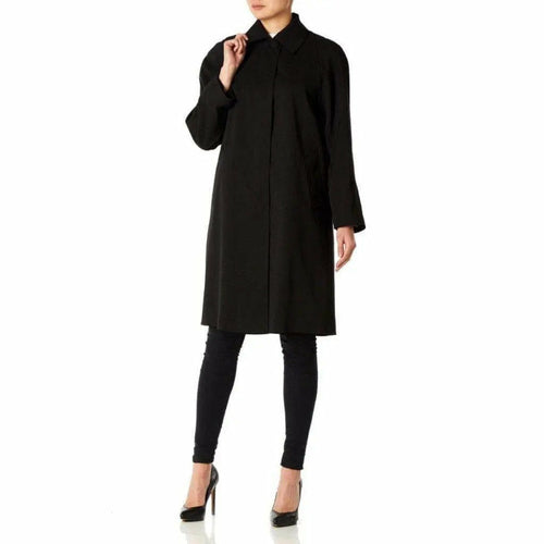 De La Creme Womens Oversized Knee Length Swing Coat-Rose Eleusis-10 - FITS UK 14-Black-Urbanheer