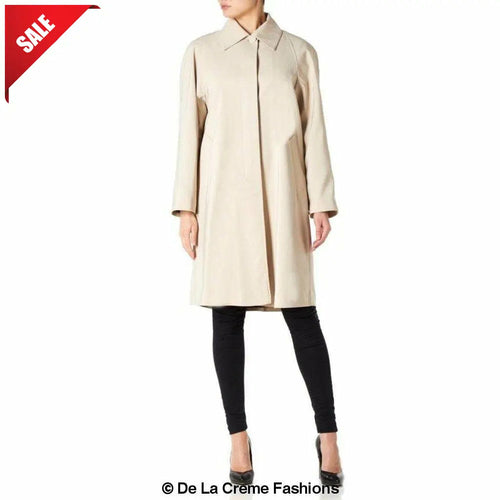 De La Creme Womens Oversized Knee Length Swing Coat-Rose Eleusis-10 - FITS UK 14-Stone-Urbanheer