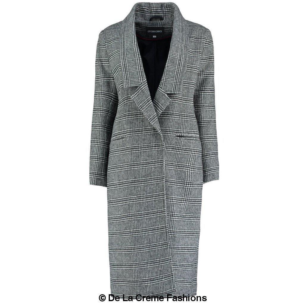 De La Creme - Womens Prince Of Wales Check Wrap Long Coat-Rose Eleusis-UK 10/EU 38/US 6-POW Check-Urbanheer