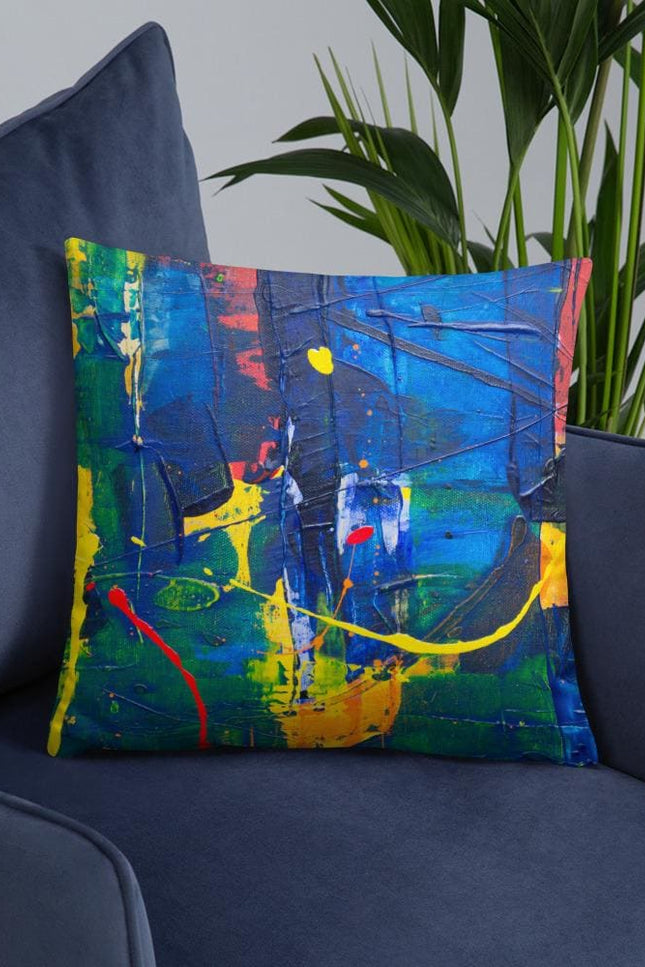 Decorative Throw Pillow - Blue Multicolor Abstract Accent Pillow-Uniquely You | iPFL-18×18-Urbanheer