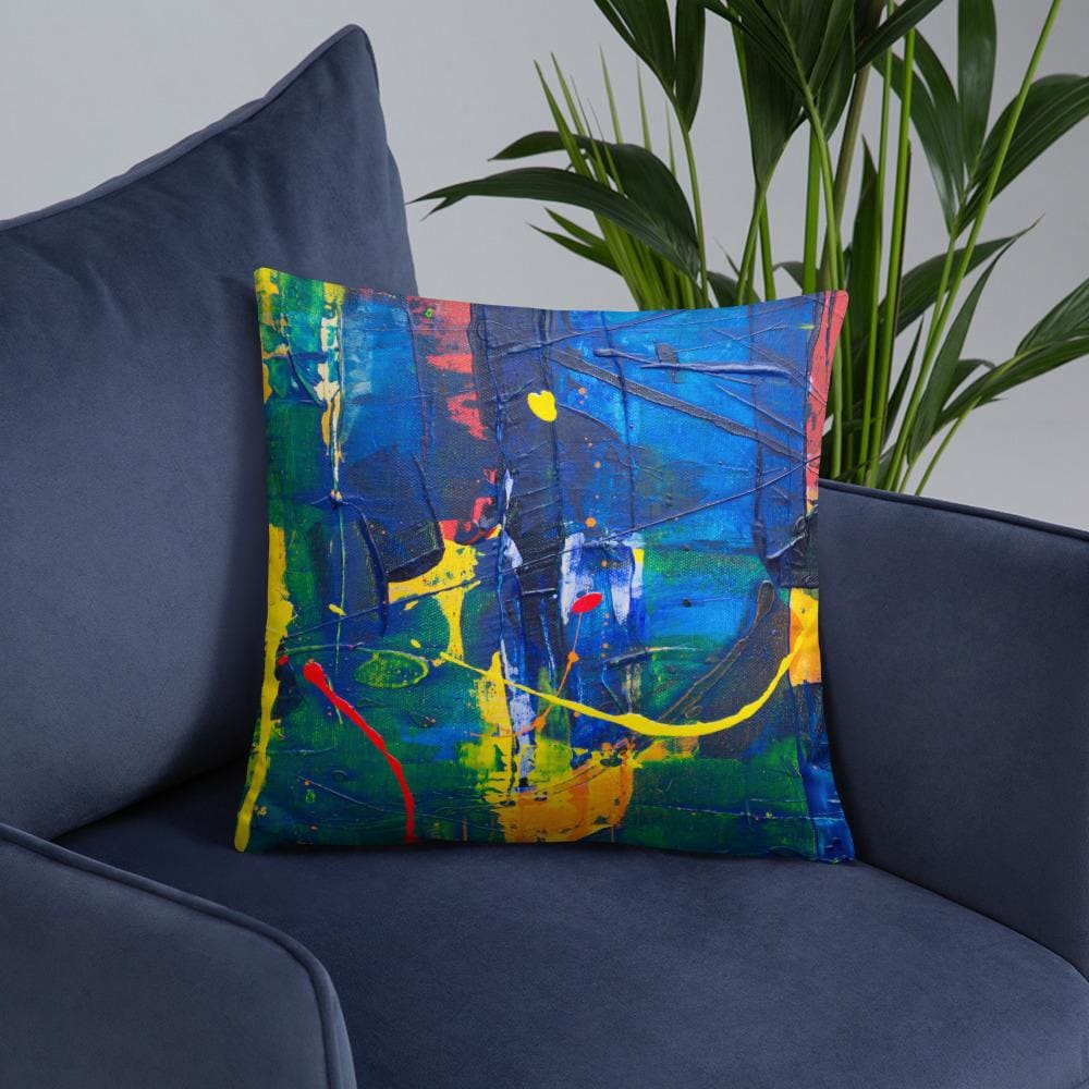 Decorative Throw Pillow - Blue Multicolor Abstract Accent Pillow-Uniquely You | iPFL-18×18-Urbanheer