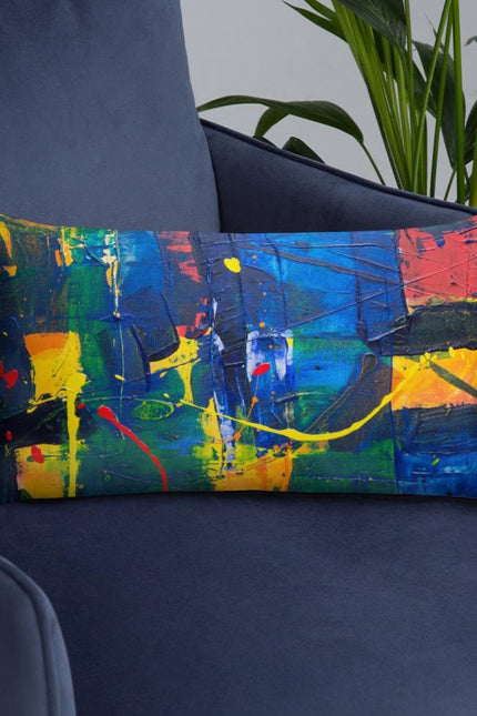 Decorative Throw Pillow - Blue Multicolor Abstract Accent Pillow-Uniquely You | iPFL-20×12-Urbanheer