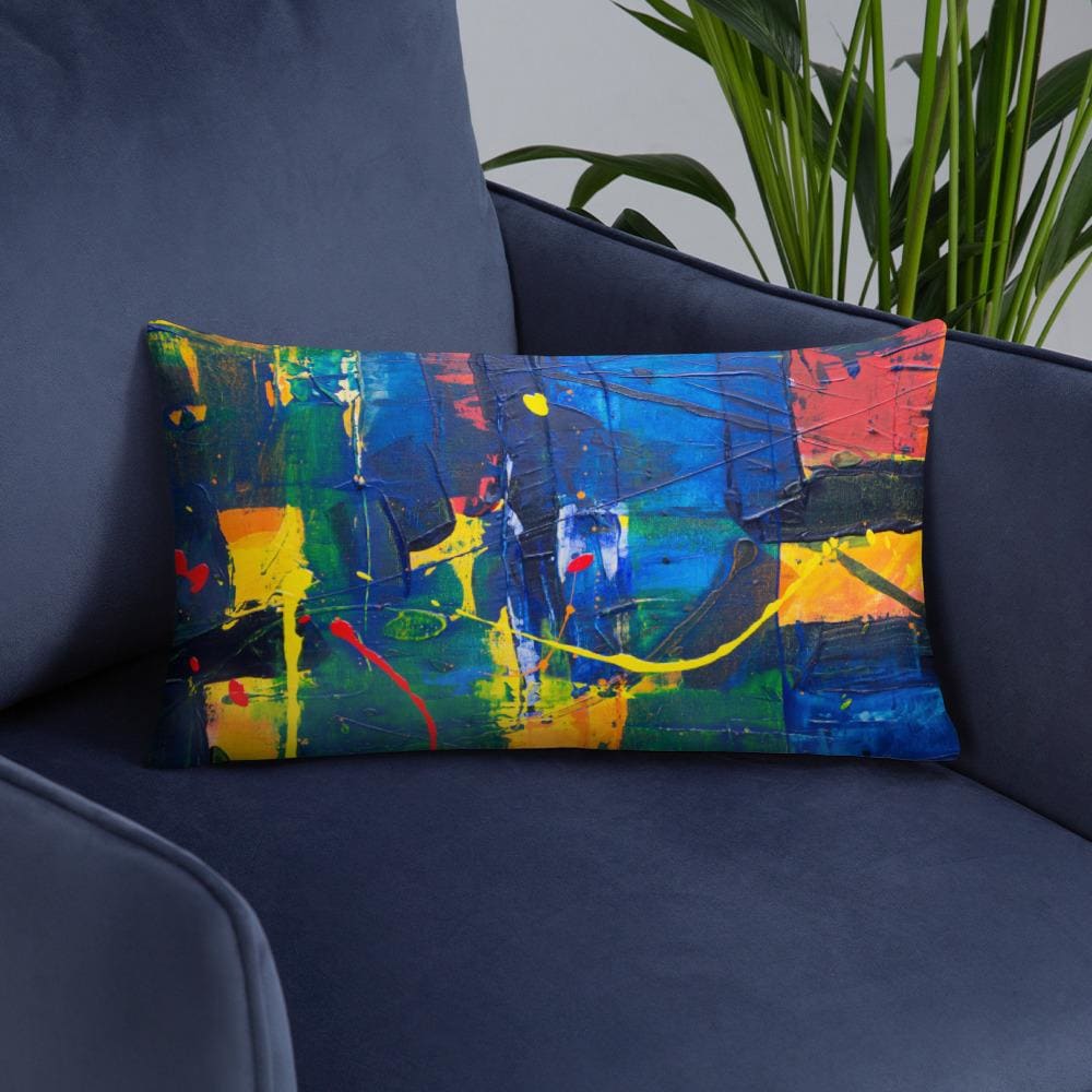 Decorative Throw Pillow - Blue Multicolor Abstract Accent Pillow-Uniquely You | iPFL-20×12-Urbanheer