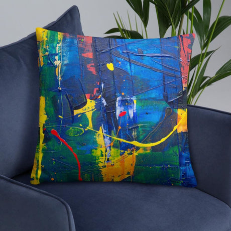 Decorative Throw Pillow - Blue Multicolor Abstract Accent Pillow