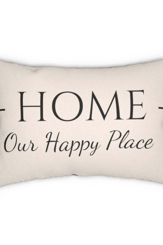 Decorative Throw Pillow - Double Sided / Home Our Happy Place - Beige Black-Uniquely You | iPFY-14" × 20"-Urbanheer