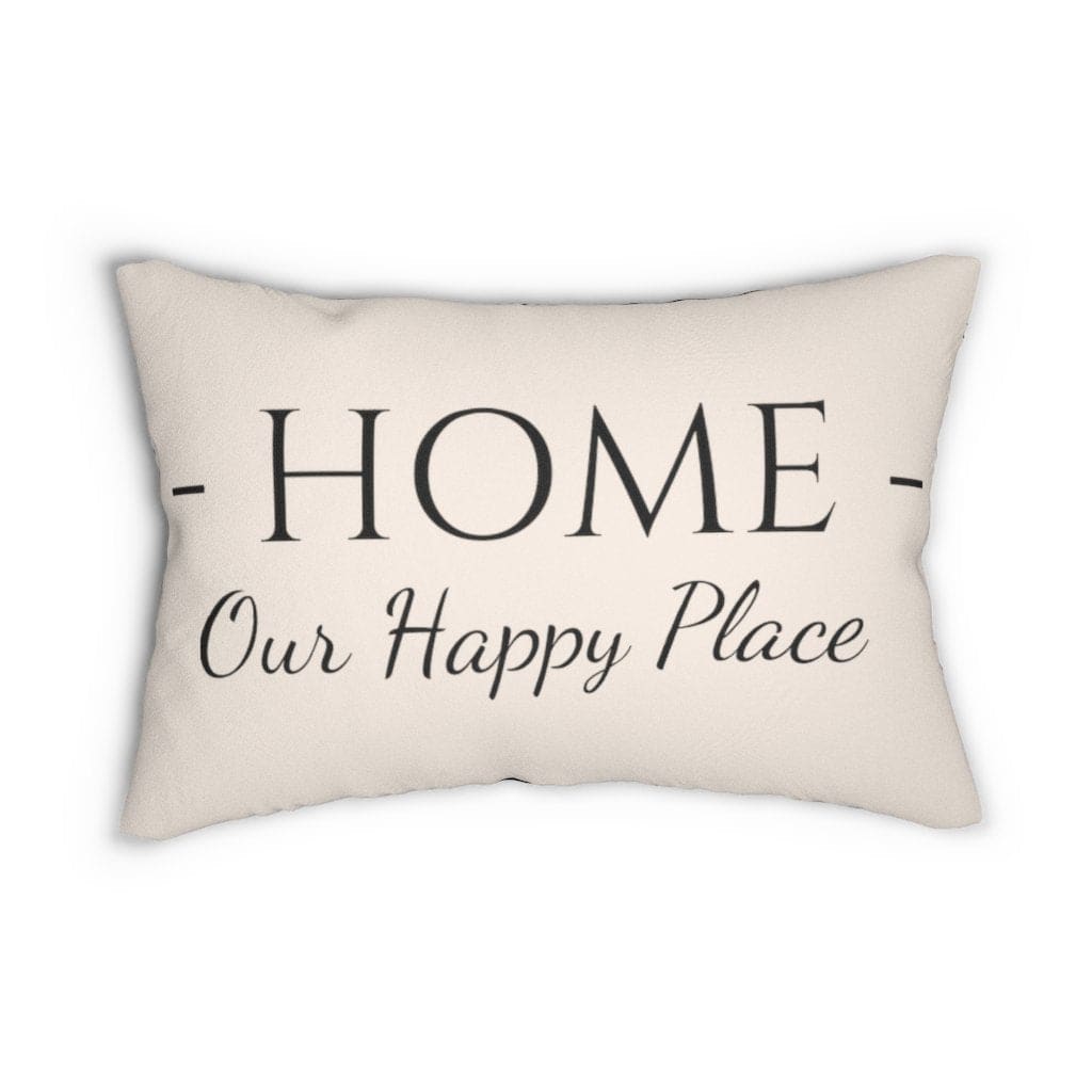 Decorative Throw Pillow - Double Sided / Home Our Happy Place - Beige Black-Uniquely You | iPFY-14" × 20"-Urbanheer