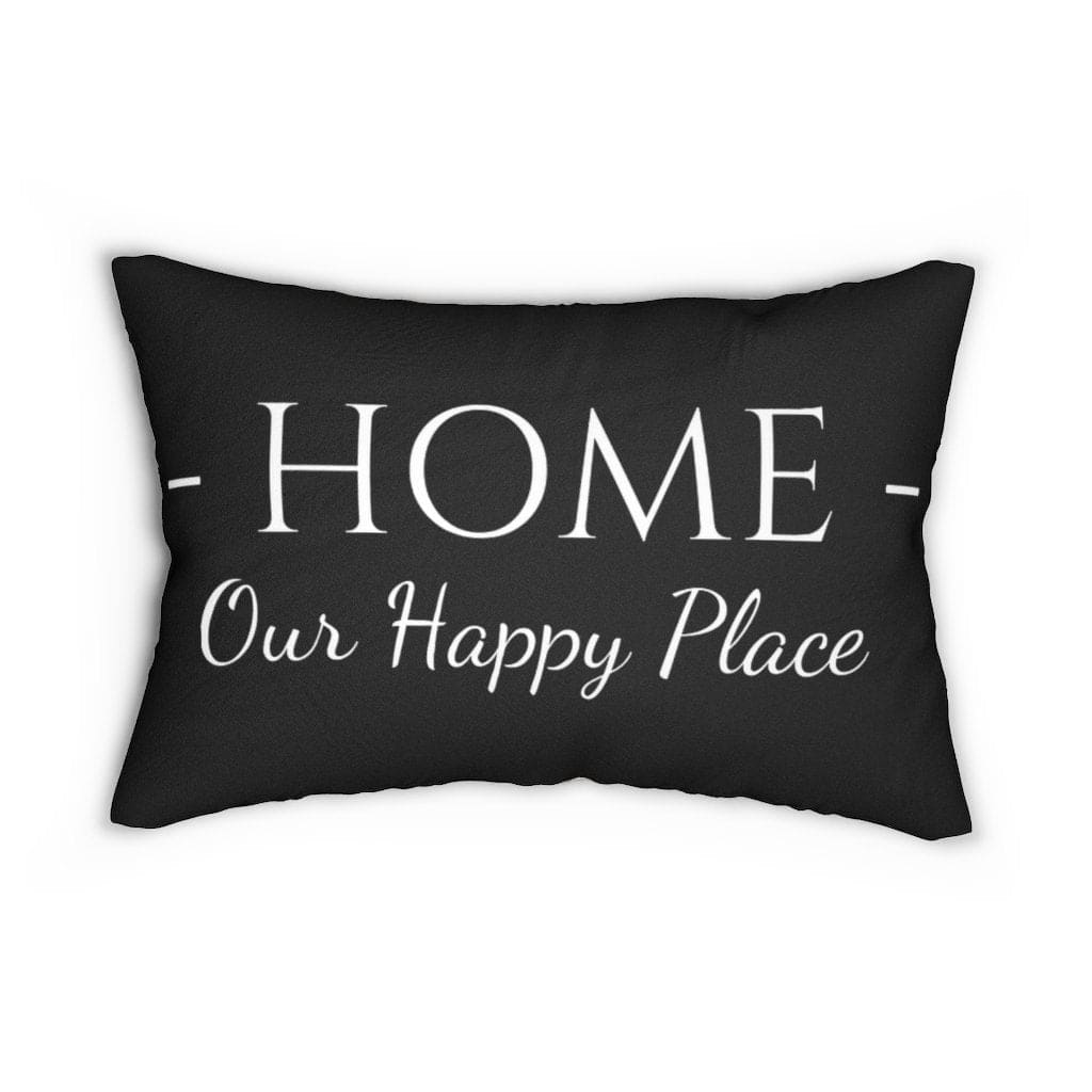 Decorative Throw Pillow - Double Sided / Home Our Happy Place - Beige Black-Uniquely You | iPFY-14" × 20"-Urbanheer