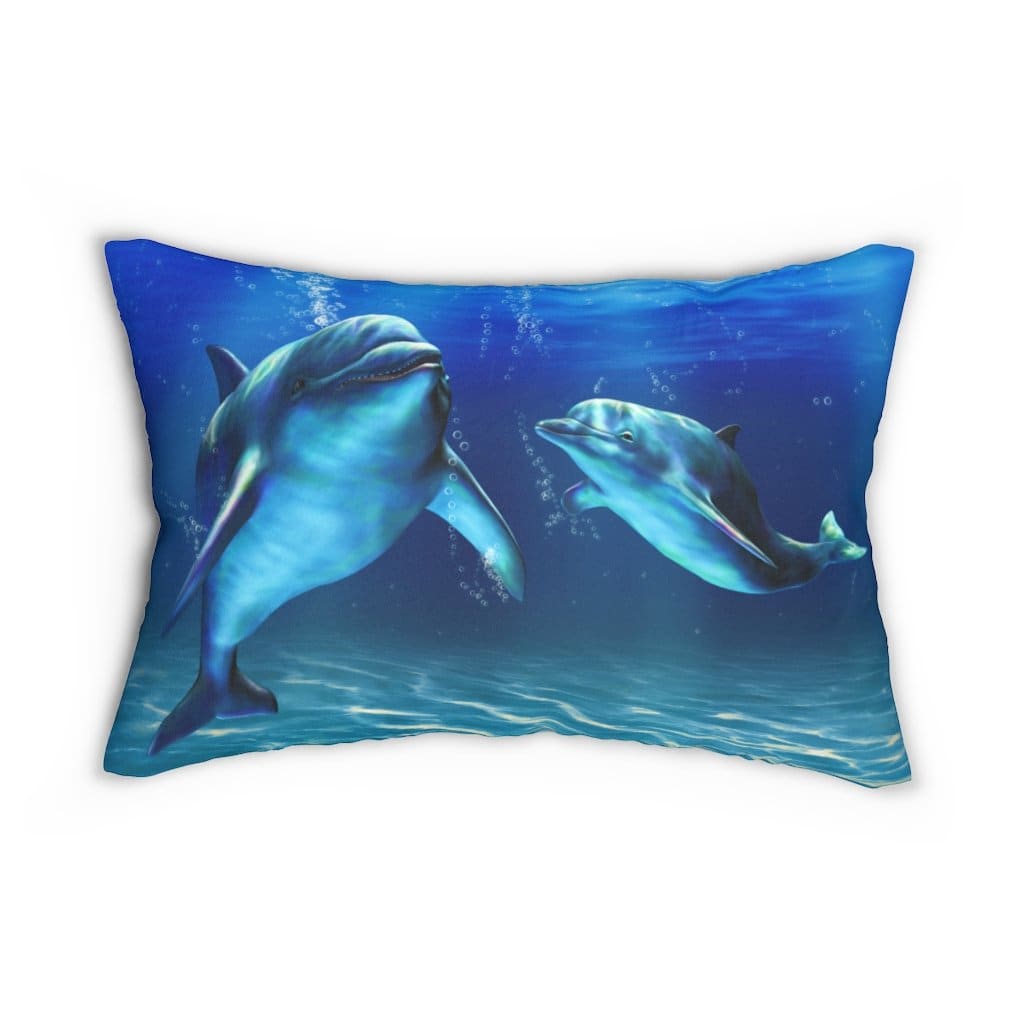 Decorative Throw Pillow - Double Sided Sofa Pillow / Blue Dolphin-Uniquely You | iPFY-14" × 20"-Urbanheer