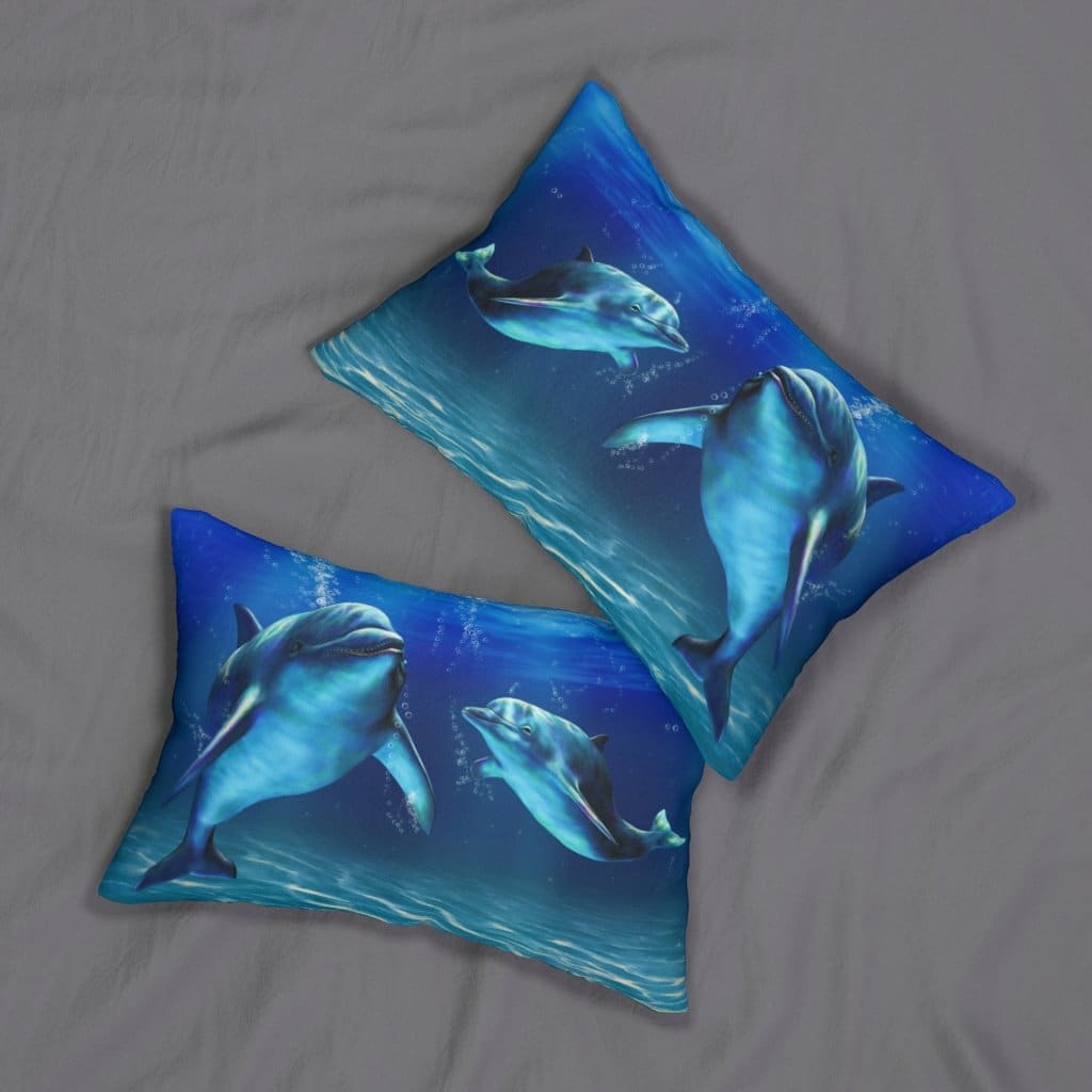Decorative Throw Pillow - Double Sided Sofa Pillow / Blue Dolphin-Uniquely You | iPFY-14" × 20"-Urbanheer